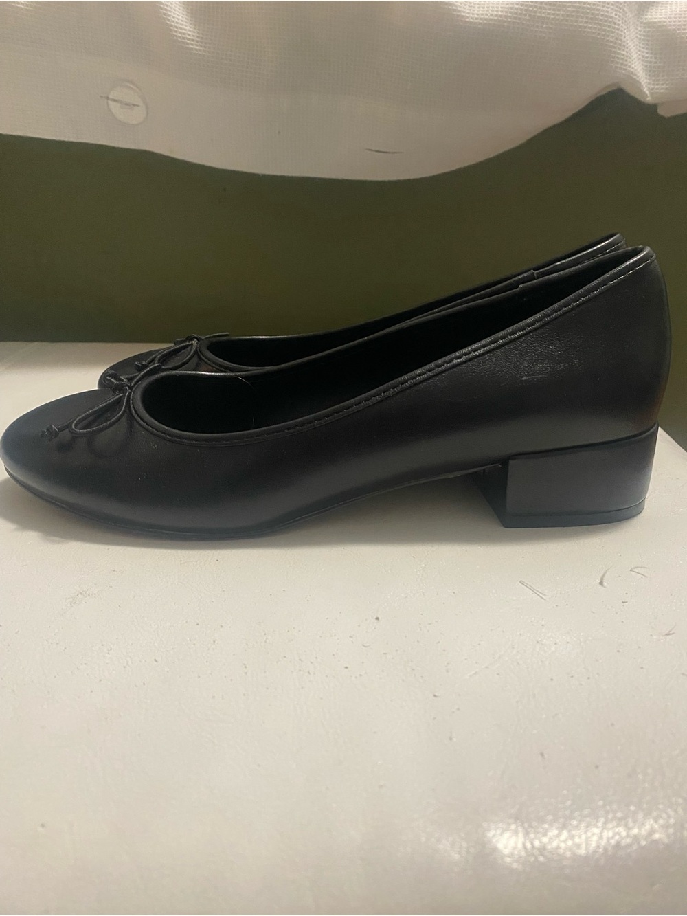 Call It Spring Black Low Block Heel Ballet Flats with Bow